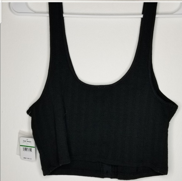 NWT FREE PEOPLE  CROP TOP SUMMER BRAMI BLACK - Picture 3 of 8